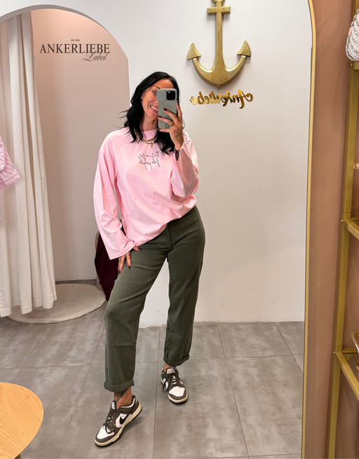 no time for fake people | oversized langarmshirt rosa