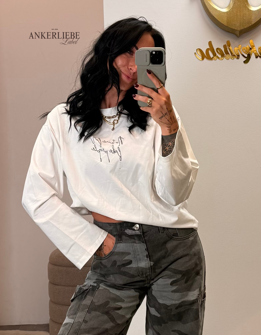 no time for fake people | oversized langarmshirt weiß