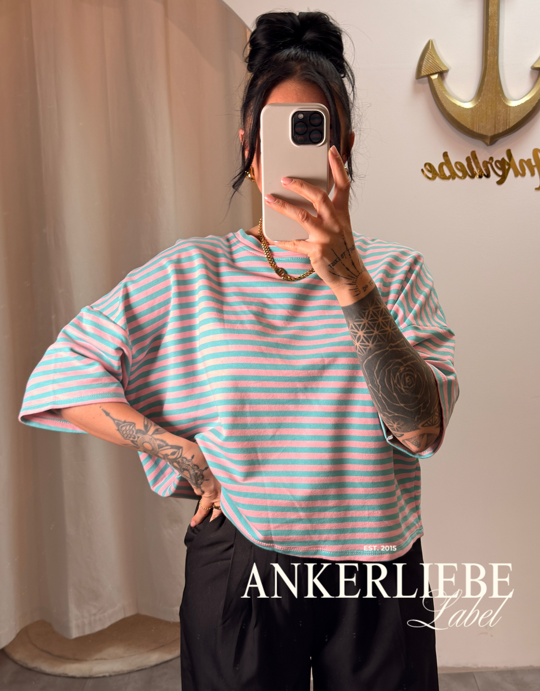 image oversized streifenshirt mint/rosa