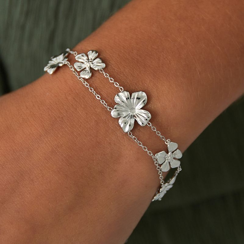 image Sunray Clover Edelstahlarmand Tragefoto Silber Armband von Ankerliebe, hochwertiger Edelstahlschmuck