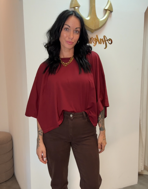 superlight perfect crop shirt | oversized | burgundy