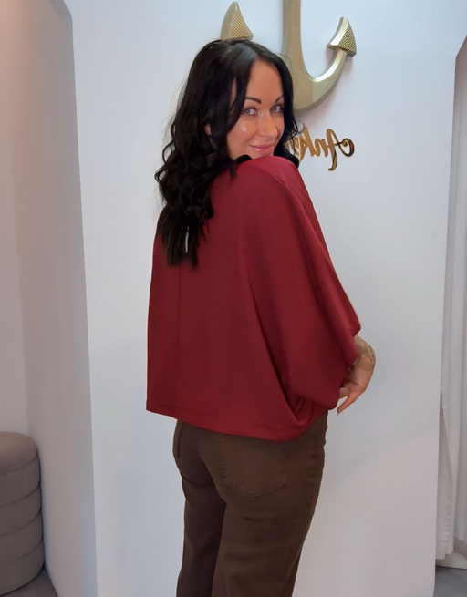 superlight perfect crop shirt | oversized | burgundy