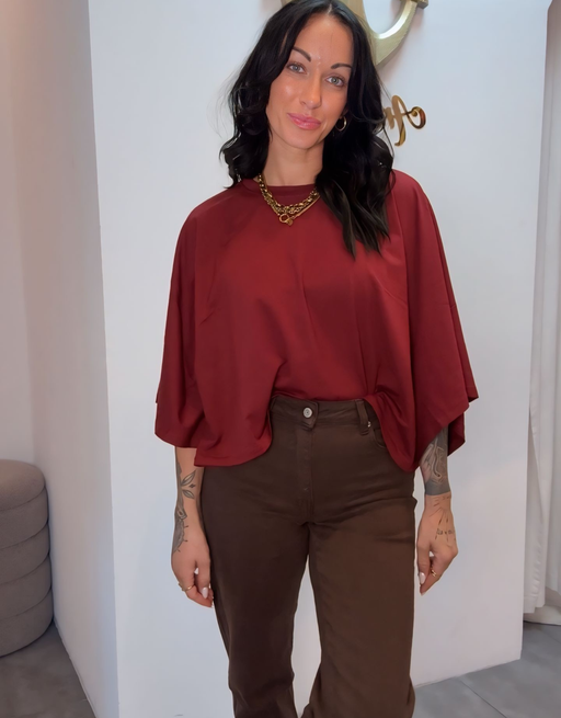 superlight perfect crop shirt | oversized | burgundy