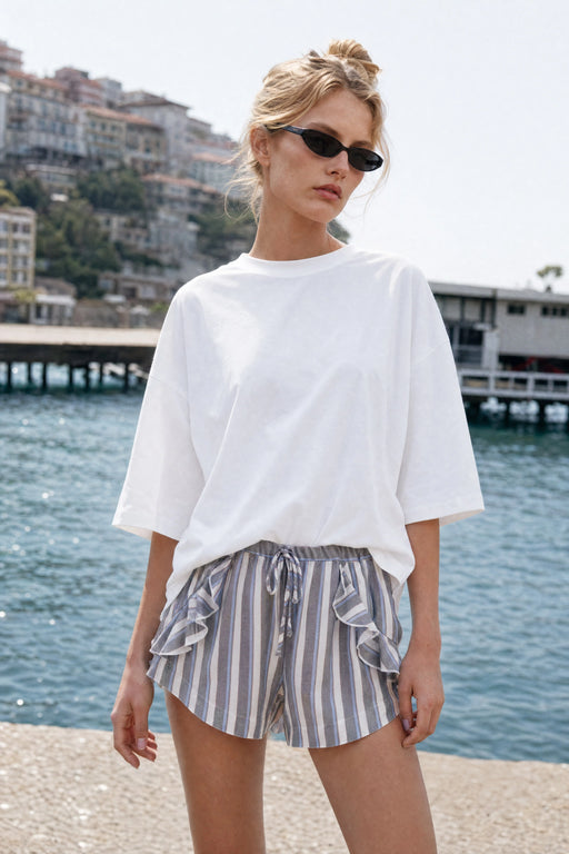 shirt mit rückenausschnitt und schleifendetail | weiß