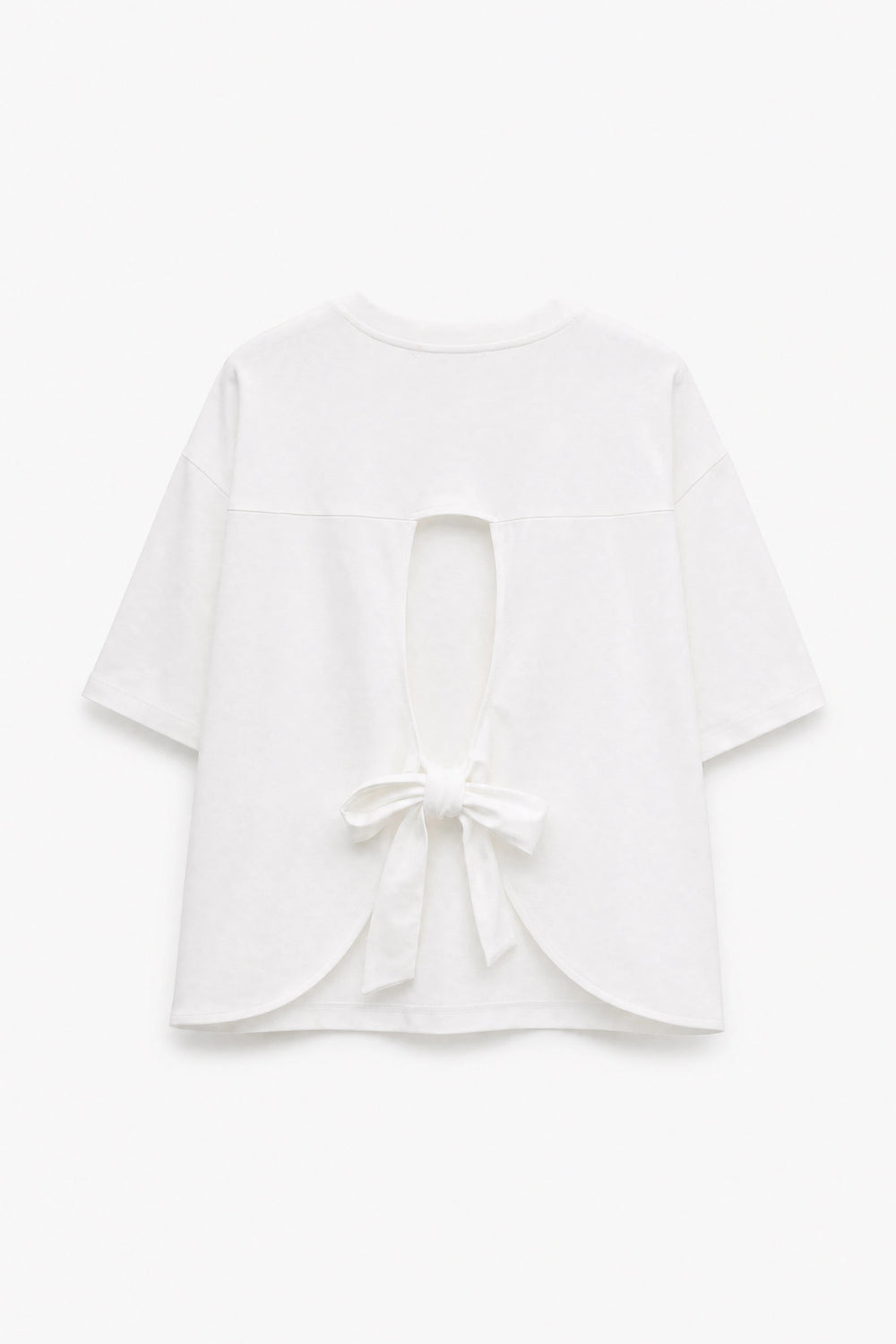 shirt mit rückenausschnitt und schleifendetail | weiß