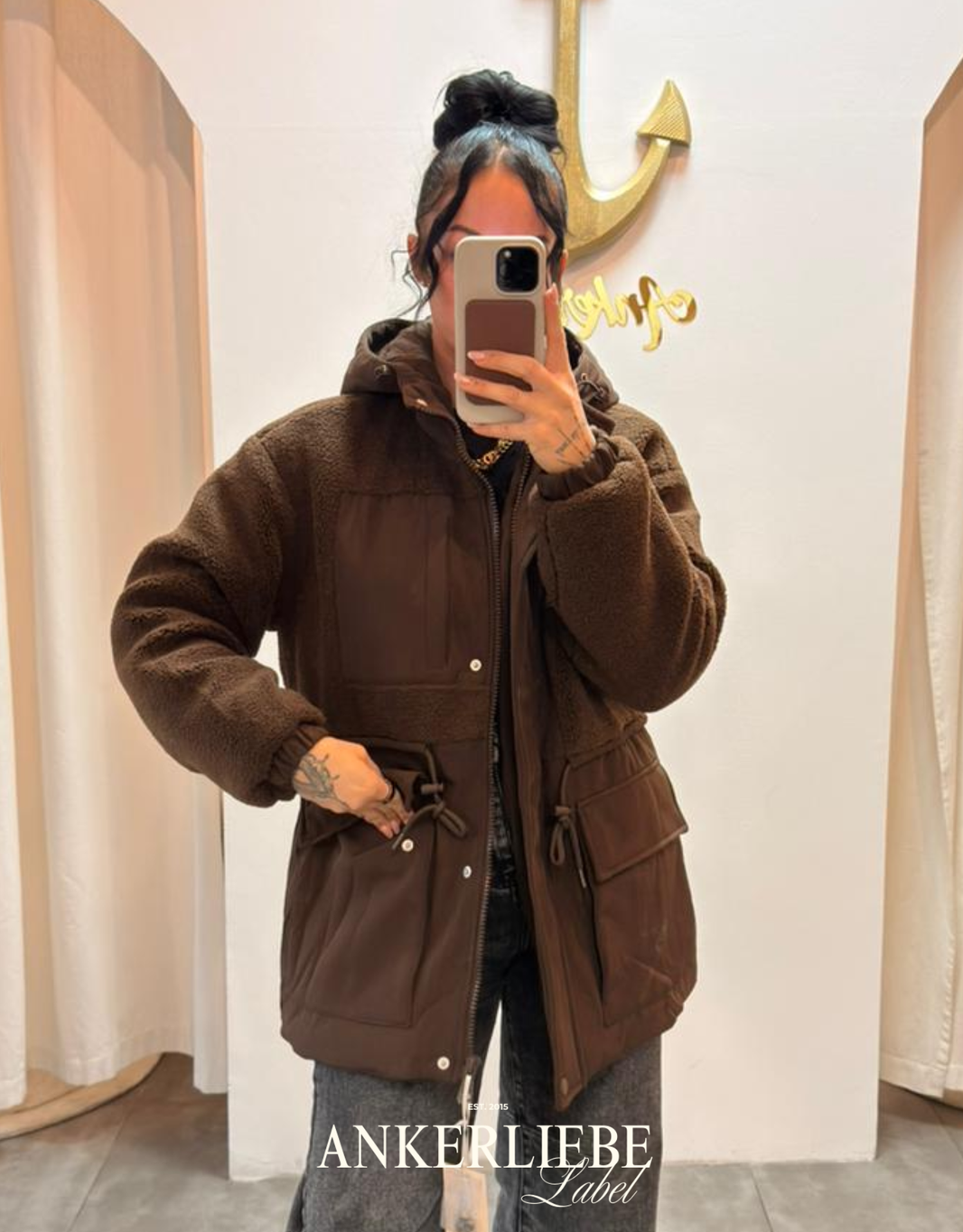 image teddy parka mit kapuze | braun