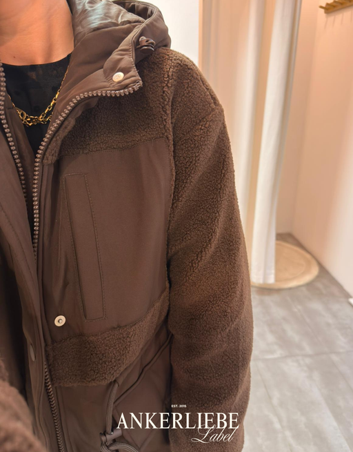 teddy parka mit kapuze | braun