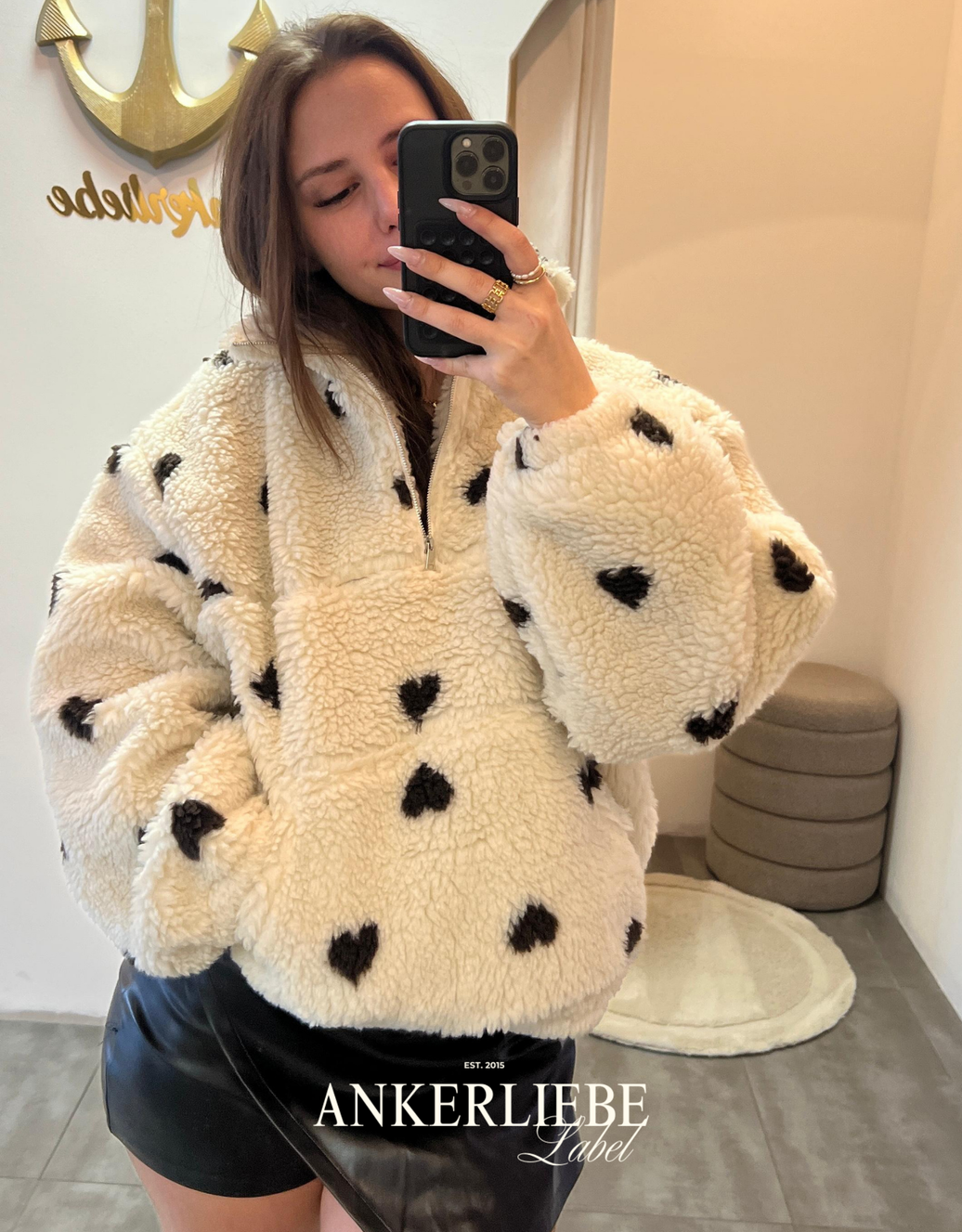 Teddy Pullover mit Herzmuster | Cozy Look – Ankerliebe