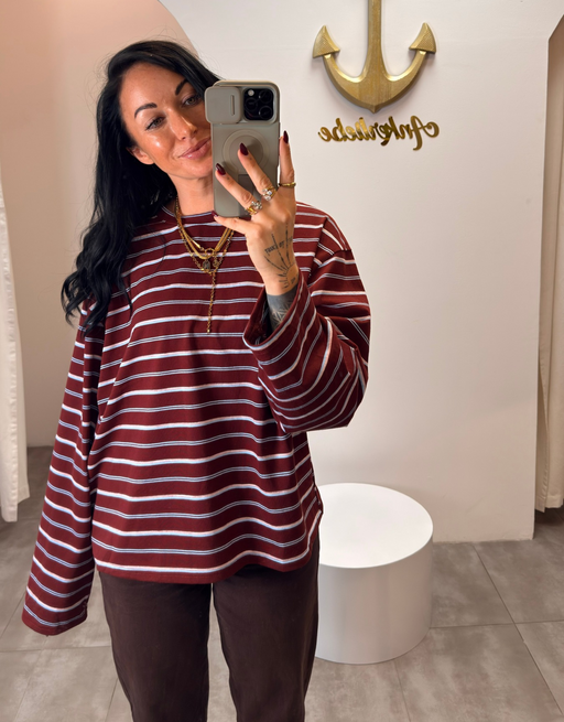 the striped mood | oversized longsleeve | burgundy