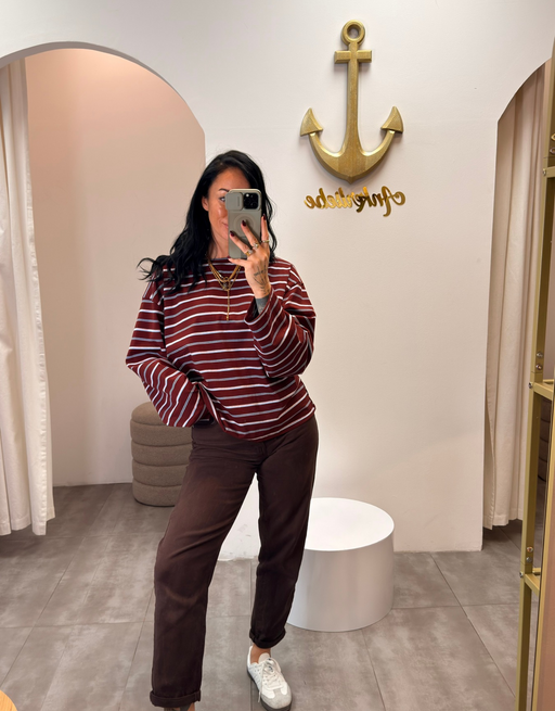 the striped mood | oversized longsleeve | burgundy