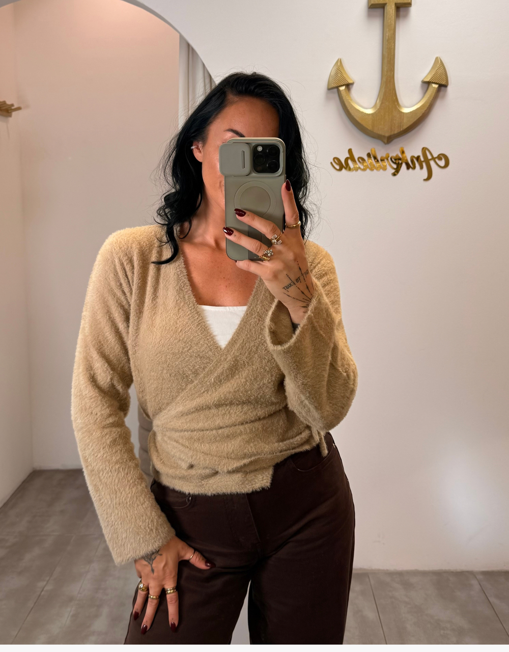 flauschige wickelweste | beige