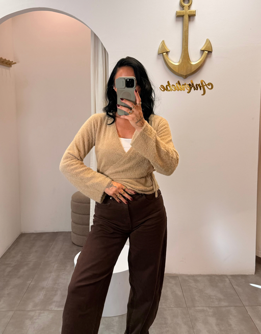 flauschige wickelweste | beige