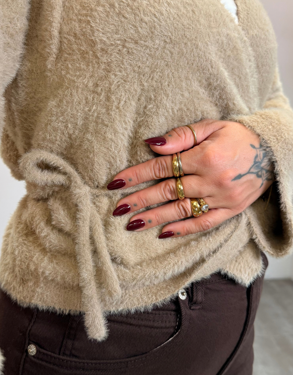flauschige wickelweste | beige