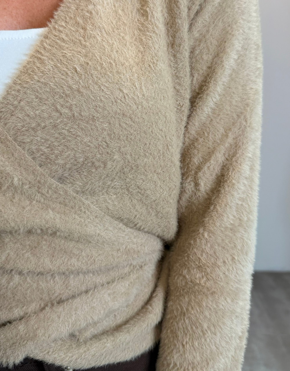 flauschige wickelweste | beige