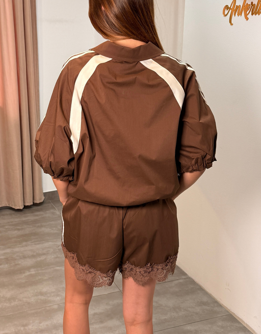 sportliche track-bomberjacke | braun