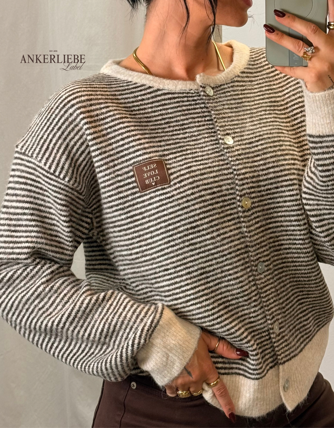 image selflove club cardigan | gestreift | schoko-beige