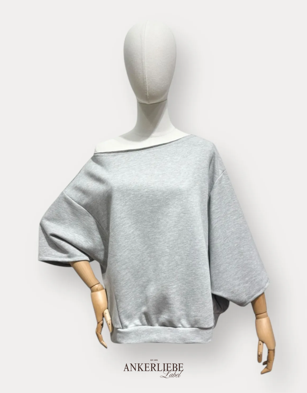 offshoulder cotton sweat-shirt | oversized | grau