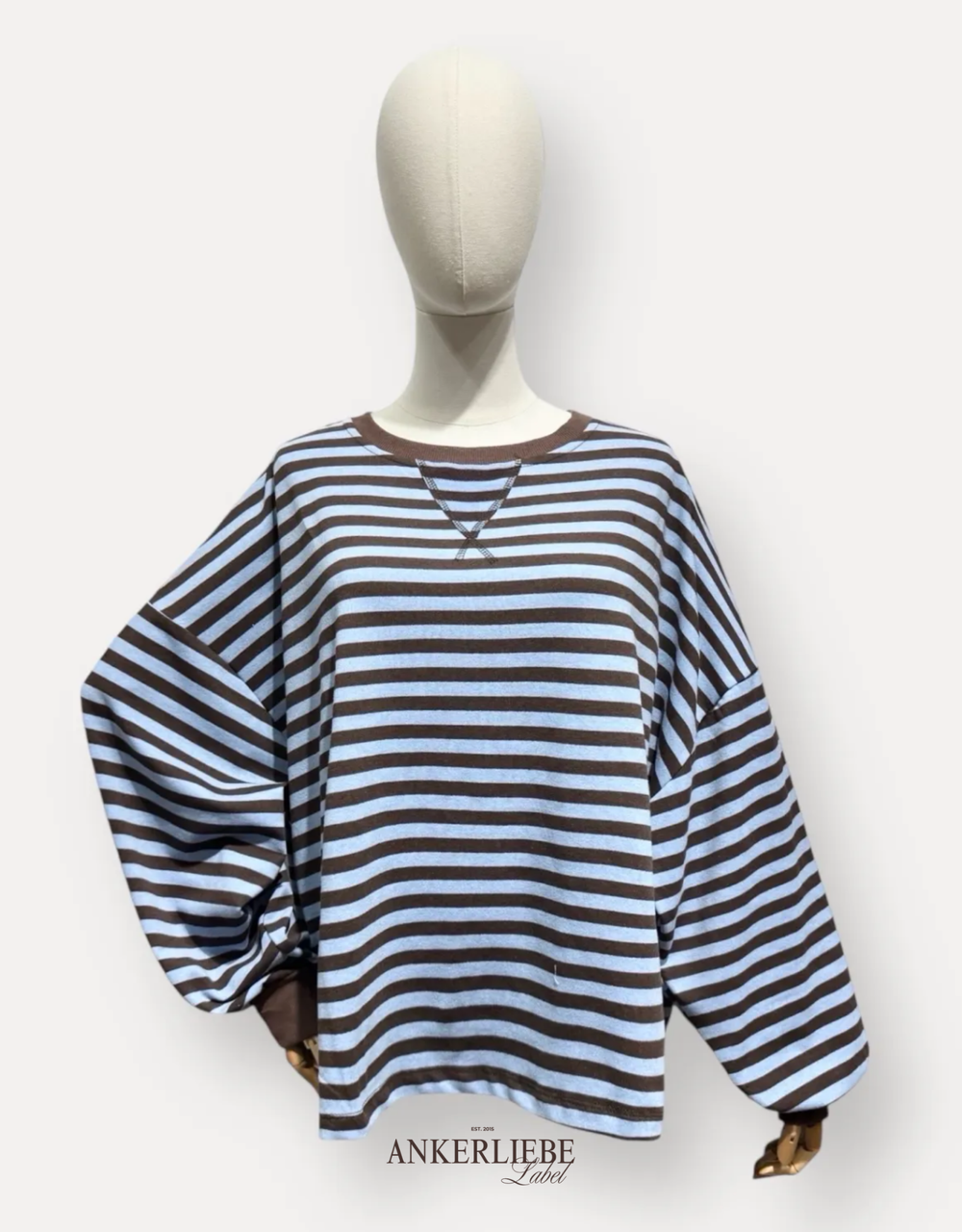 sweatshirt gestreift | choco/blau