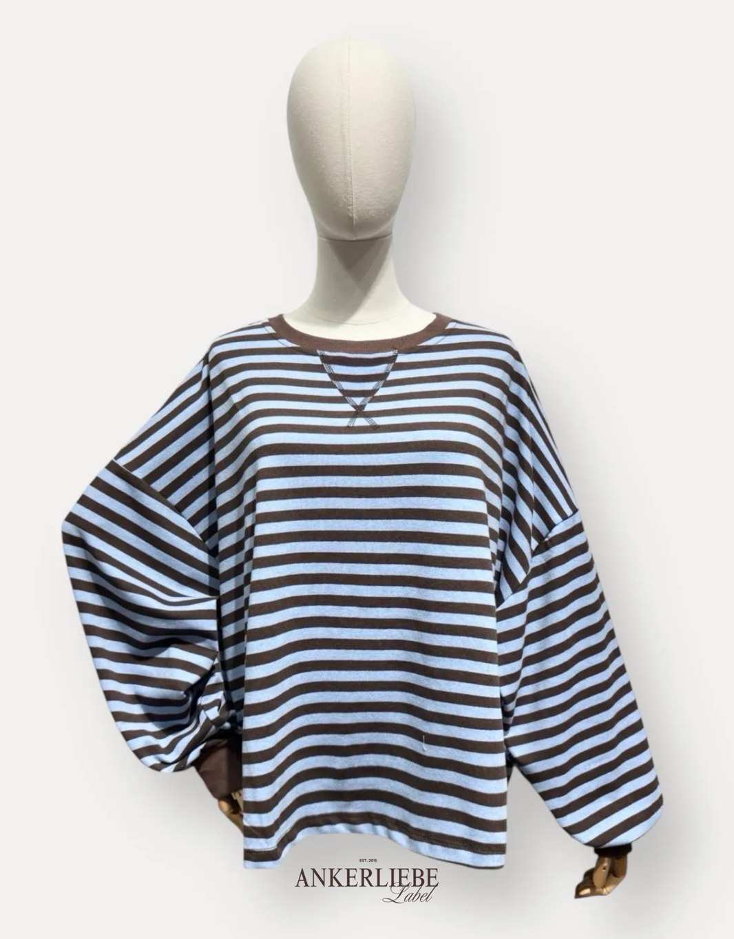sweatshirt gestreift | choco/blau