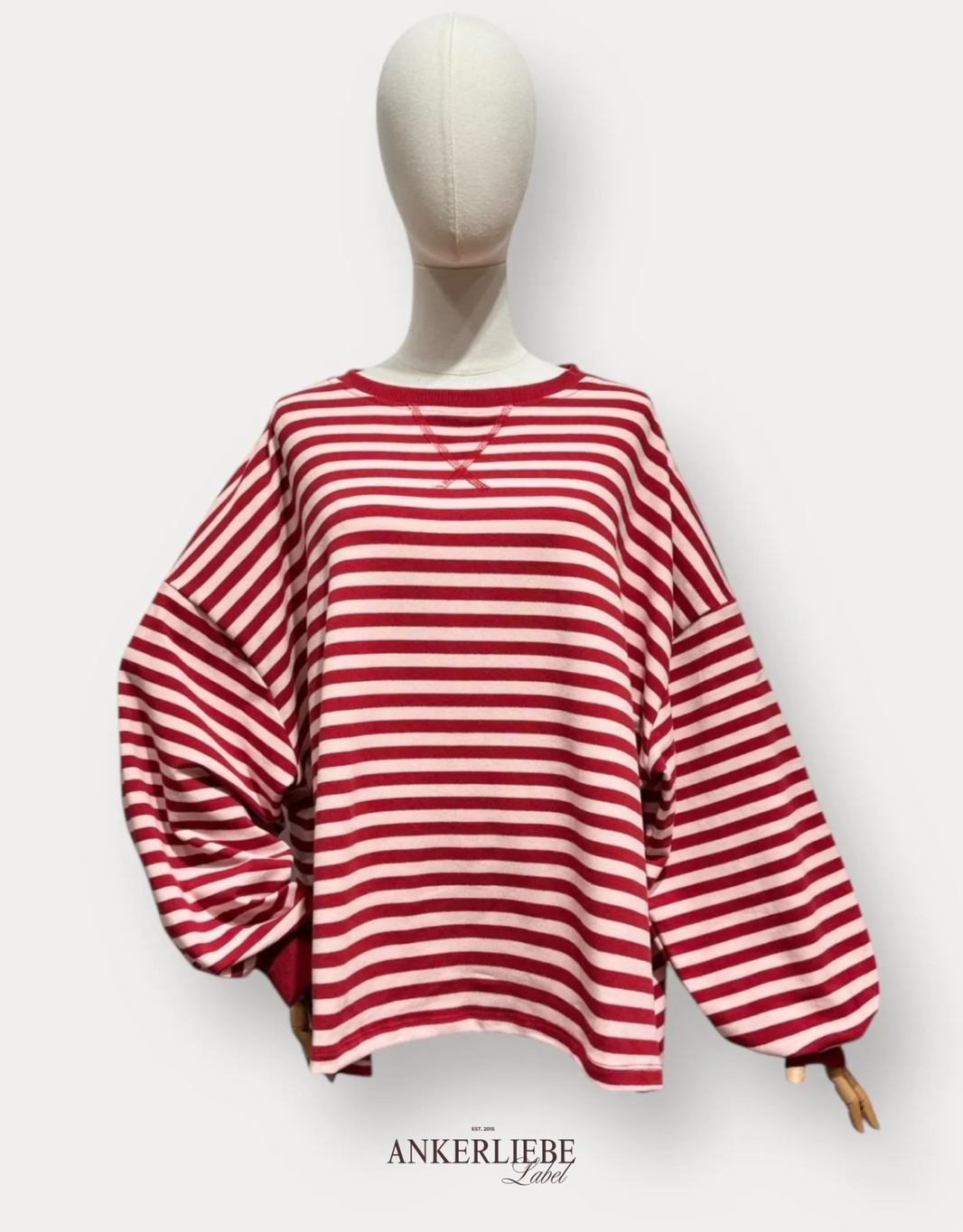 sweatshirt gestreift | rot/rosa