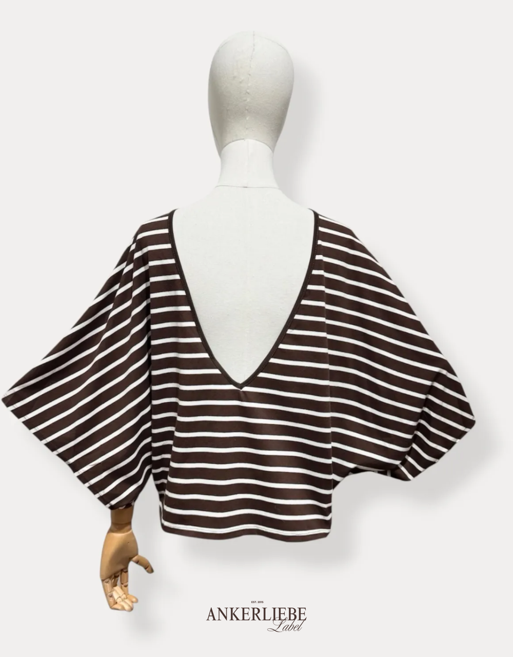 rückenfreies oversized shirt | creme/choco