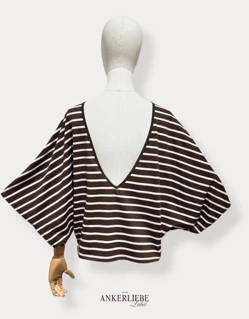 rückenfreies oversized shirt | creme/choco