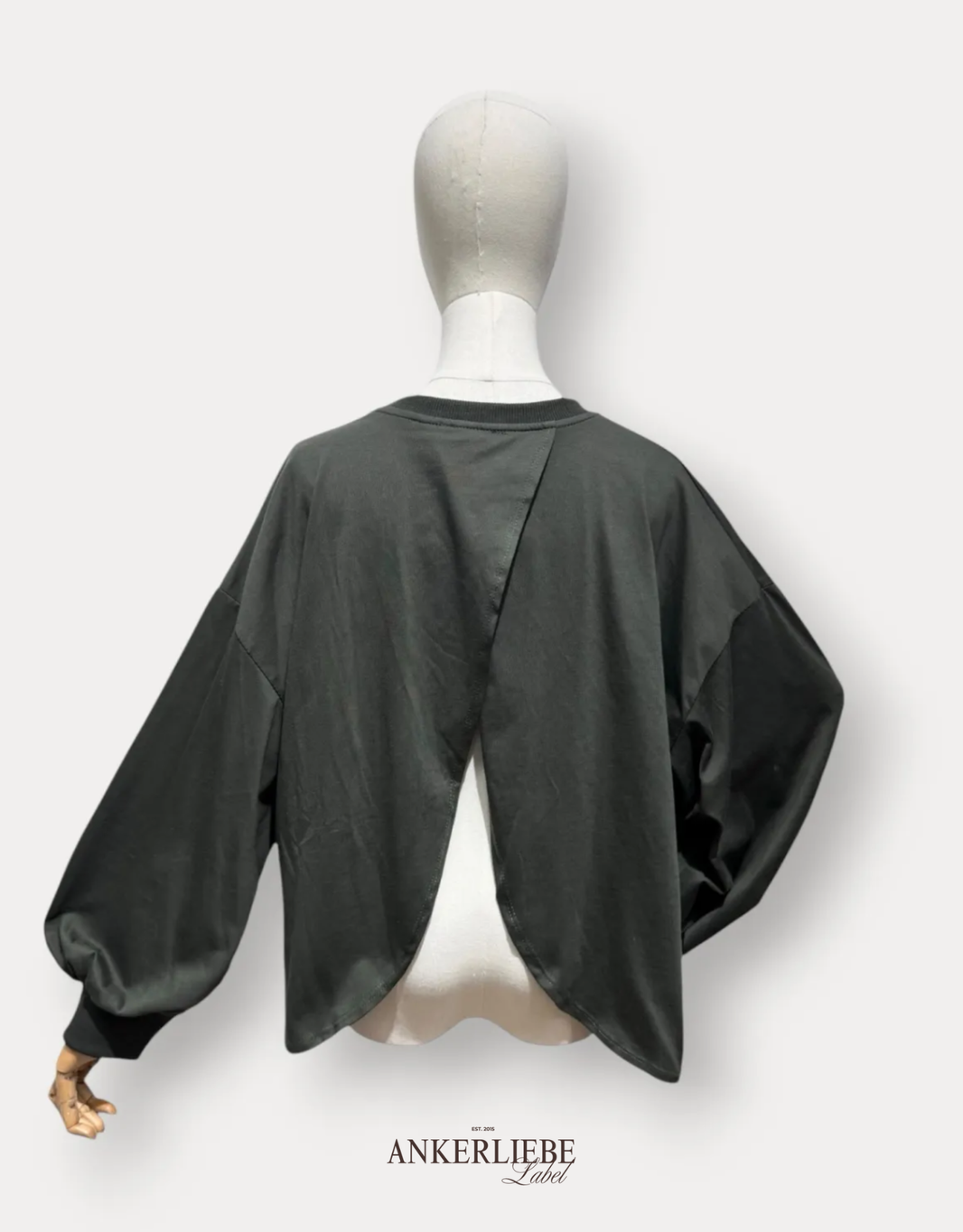 longsleeve mit offenem rücken | khaki