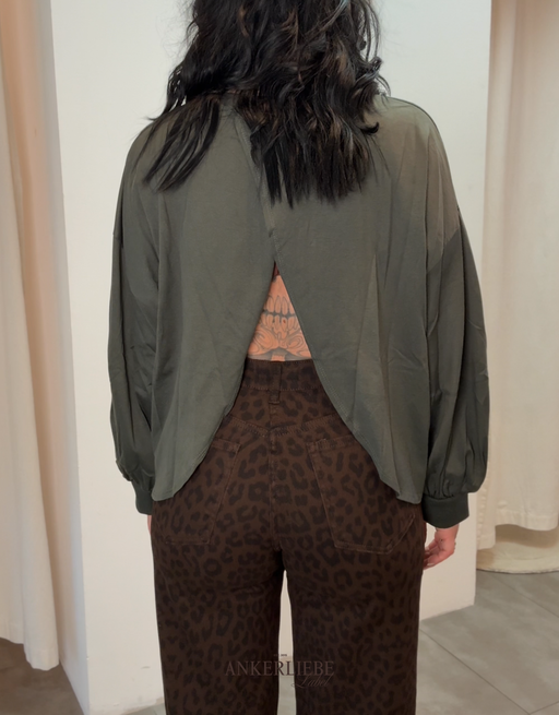 longsleeve mit offenem rücken | khaki