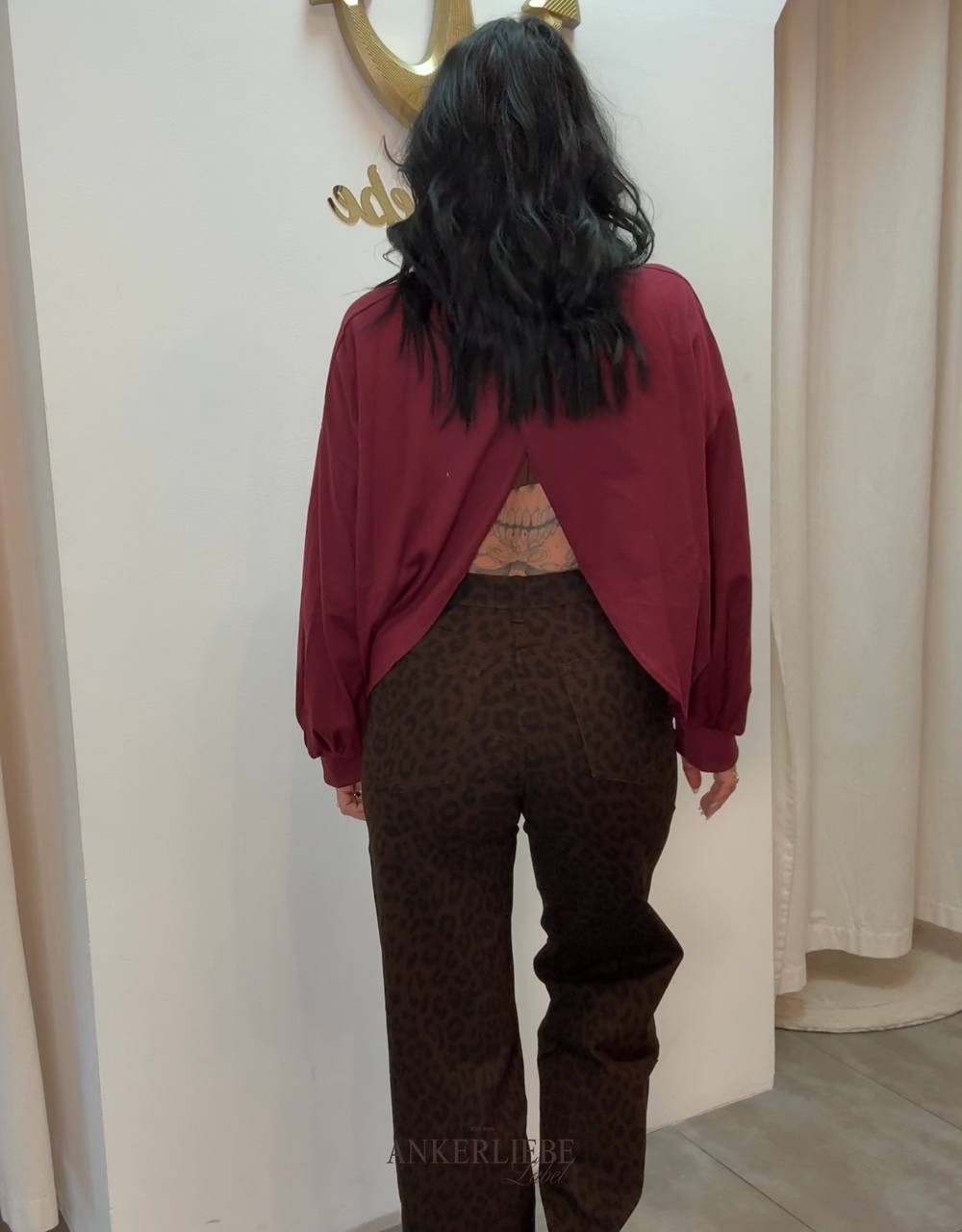 longsleeve mit offenem rücken | burgundy