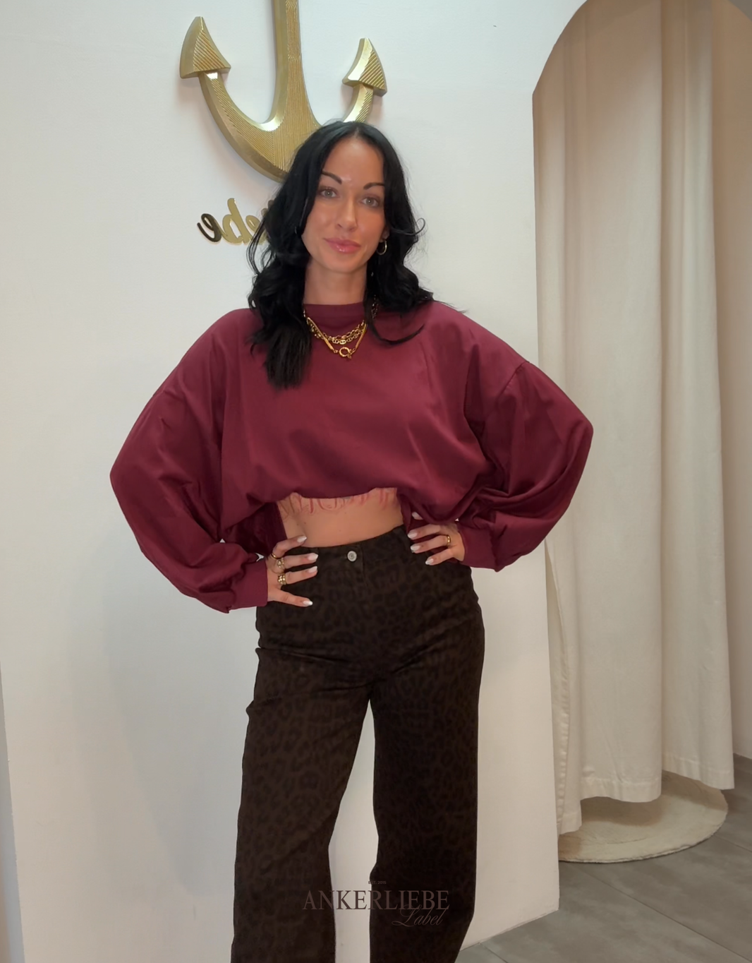 image longsleeve mit offenem rücken | burgundy