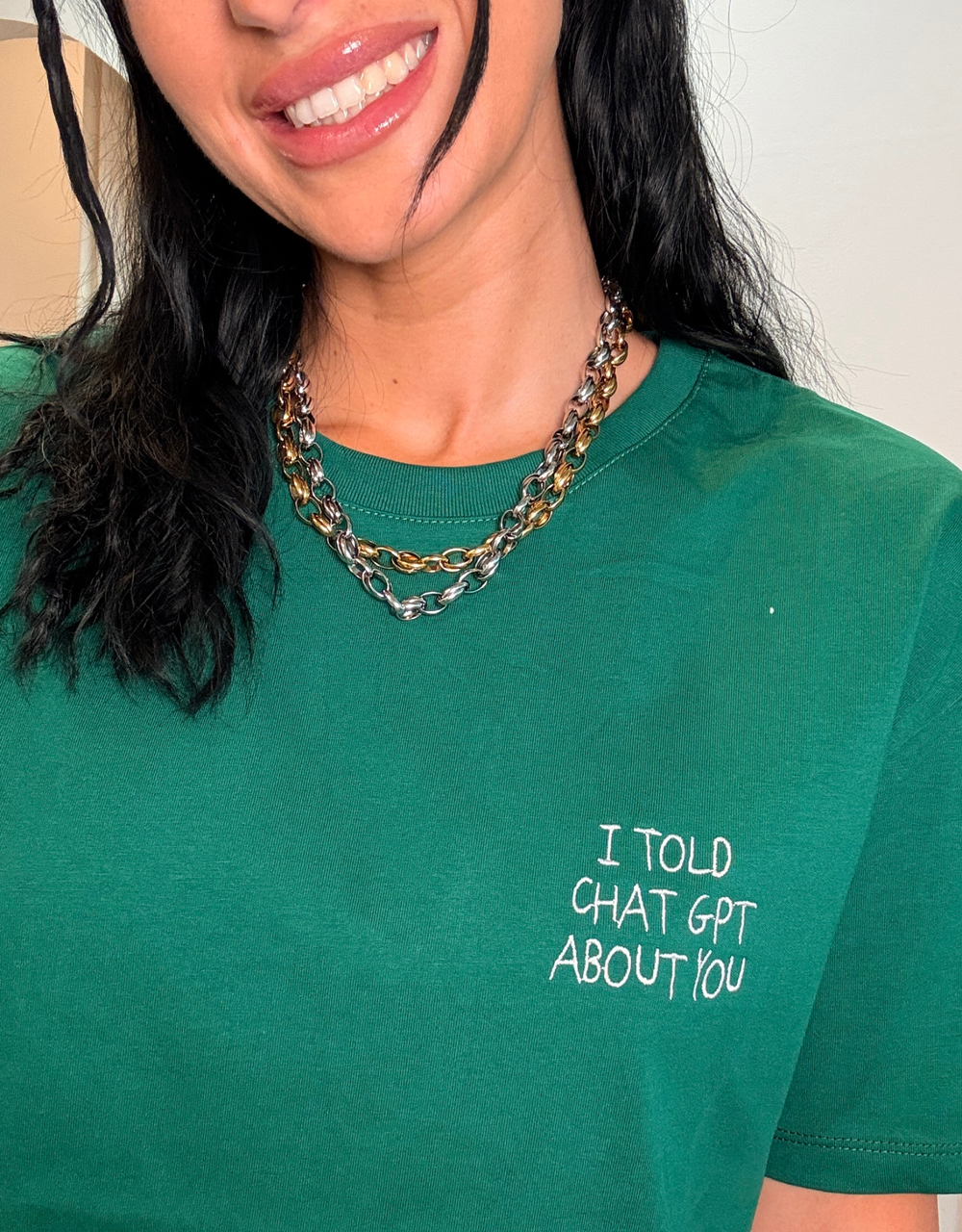 i told chat gpt about you - baumwoll shirt | emerald green