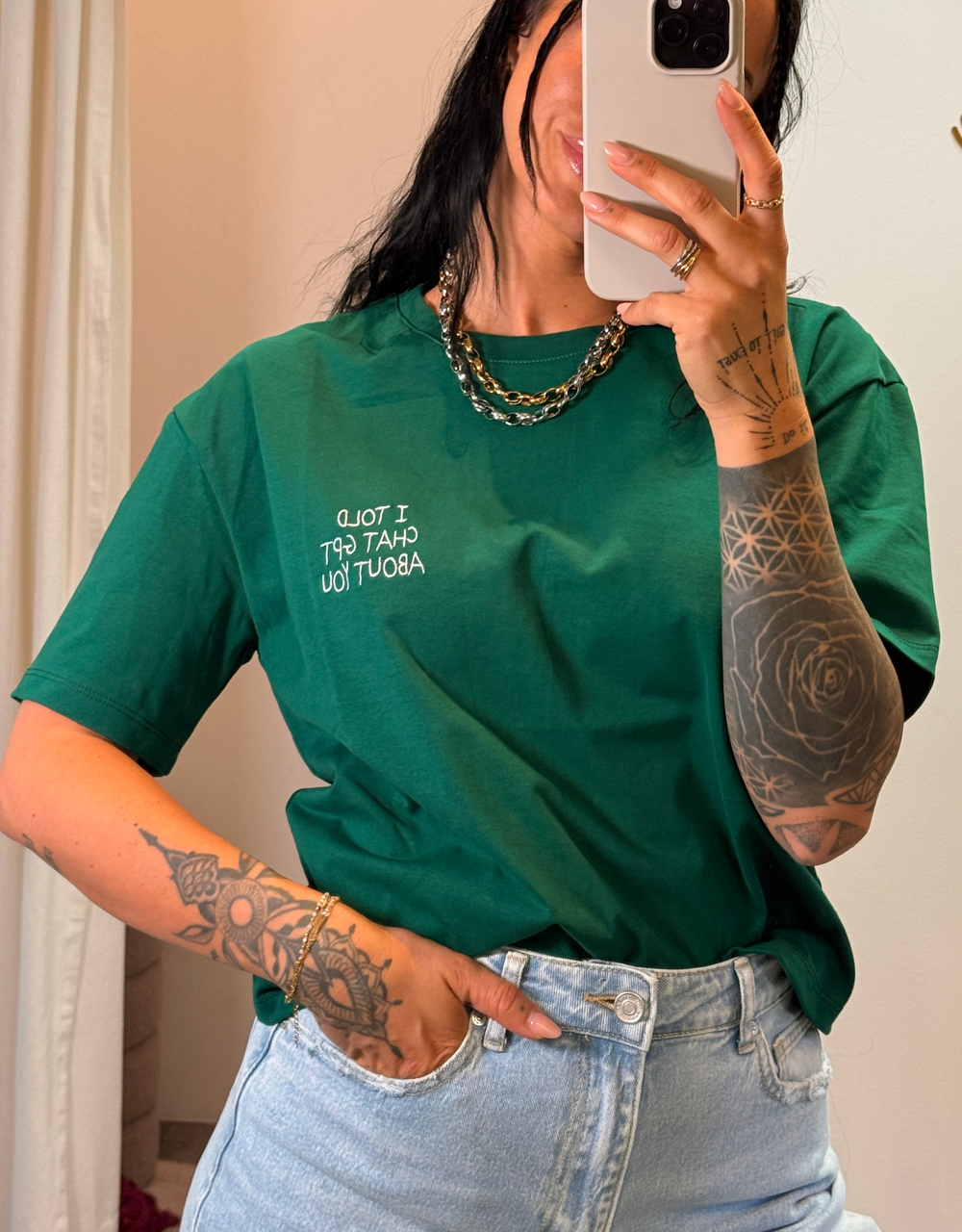 i told chat gpt about you - baumwoll shirt | emerald green