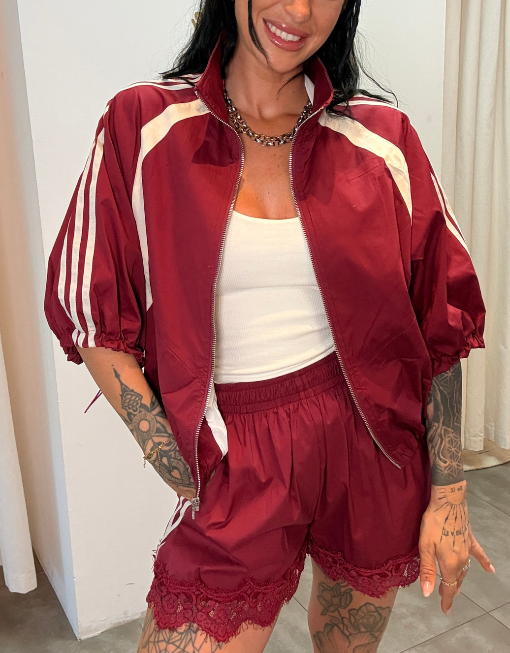sportliche bomberjacke | burgund