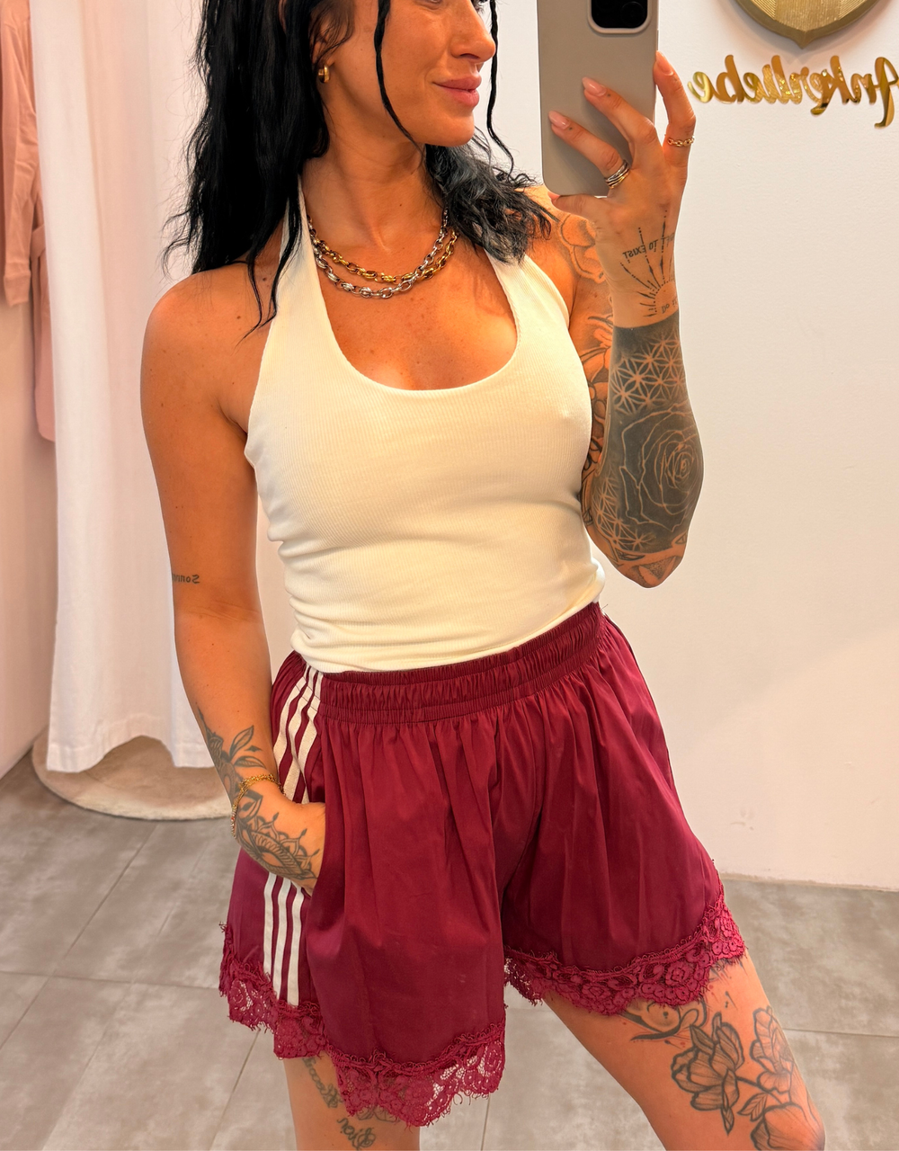spitzen trackpant | burgund