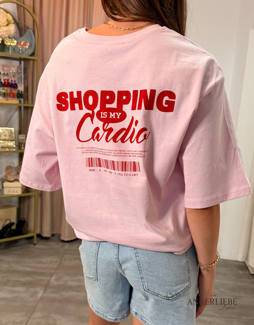 shopping is my cardio baumwoll t-shirt | rosa