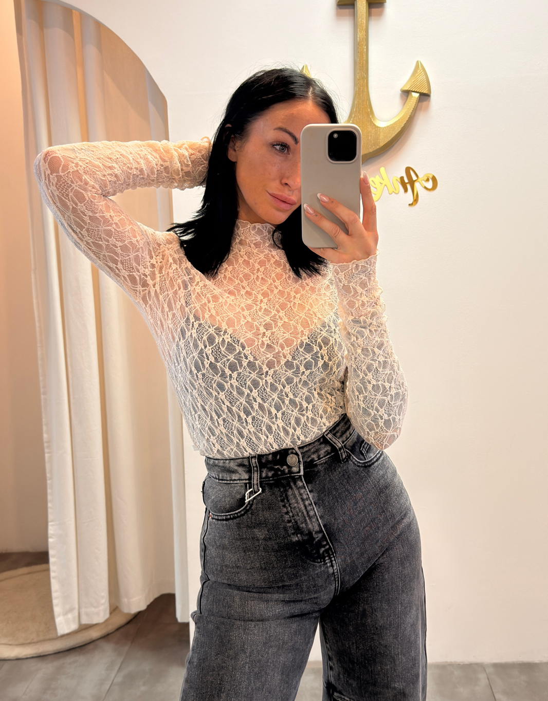 image spitzenoberteil beige | langarm