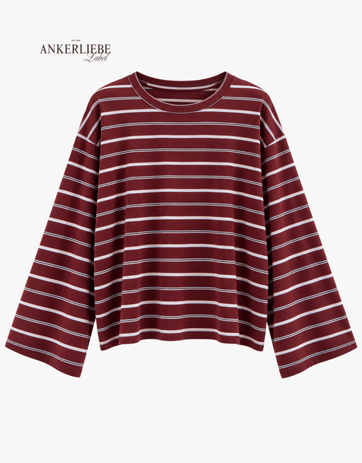 the striped mood | oversized longsleeve | burgundy
