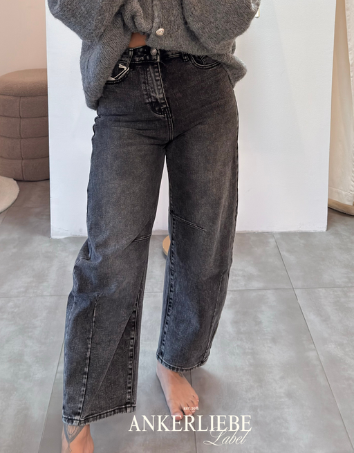 high rise ballon jean | washed grey