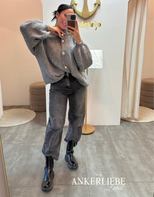 high rise ballon jean | washed grey