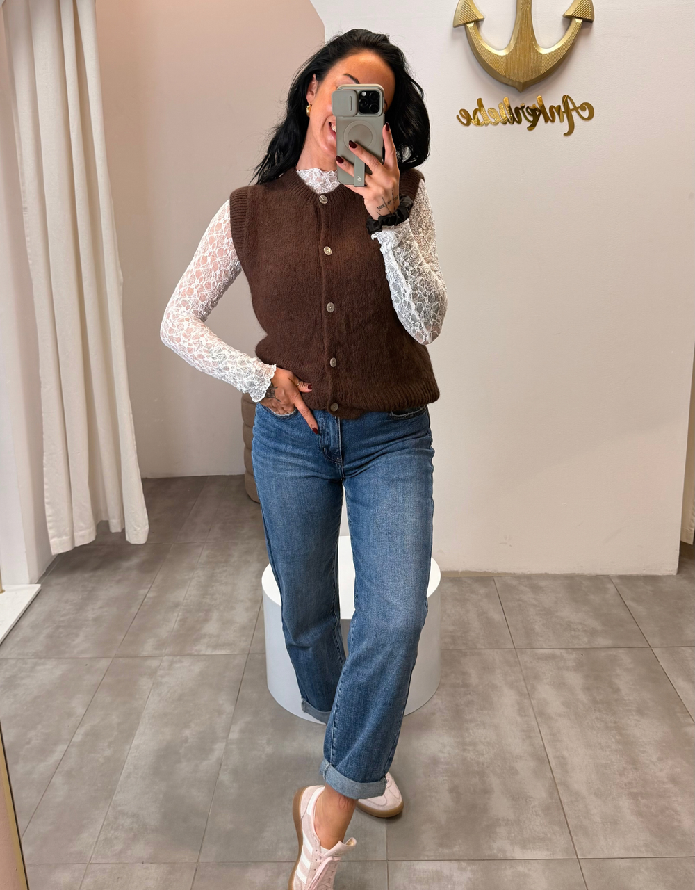 soft mohair gilet | schoko