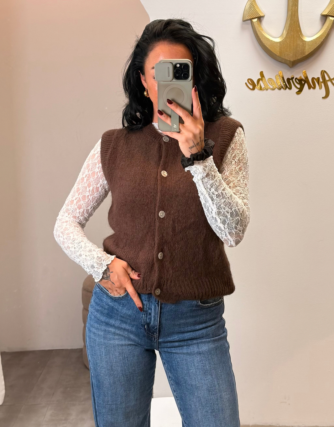 soft mohair gilet | schoko