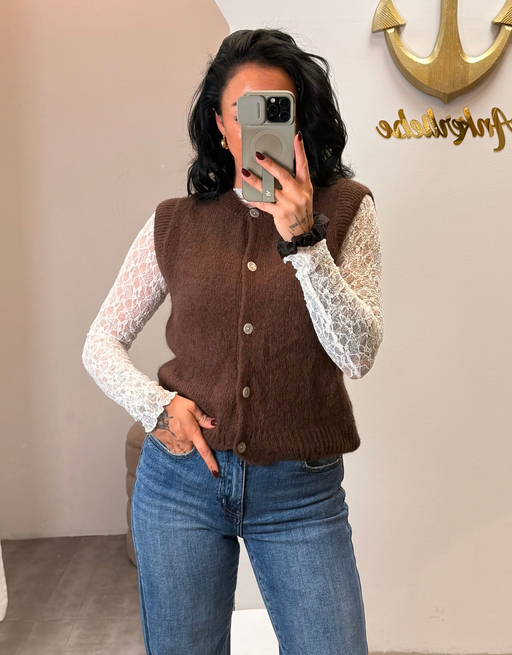 soft mohair gilet | schoko