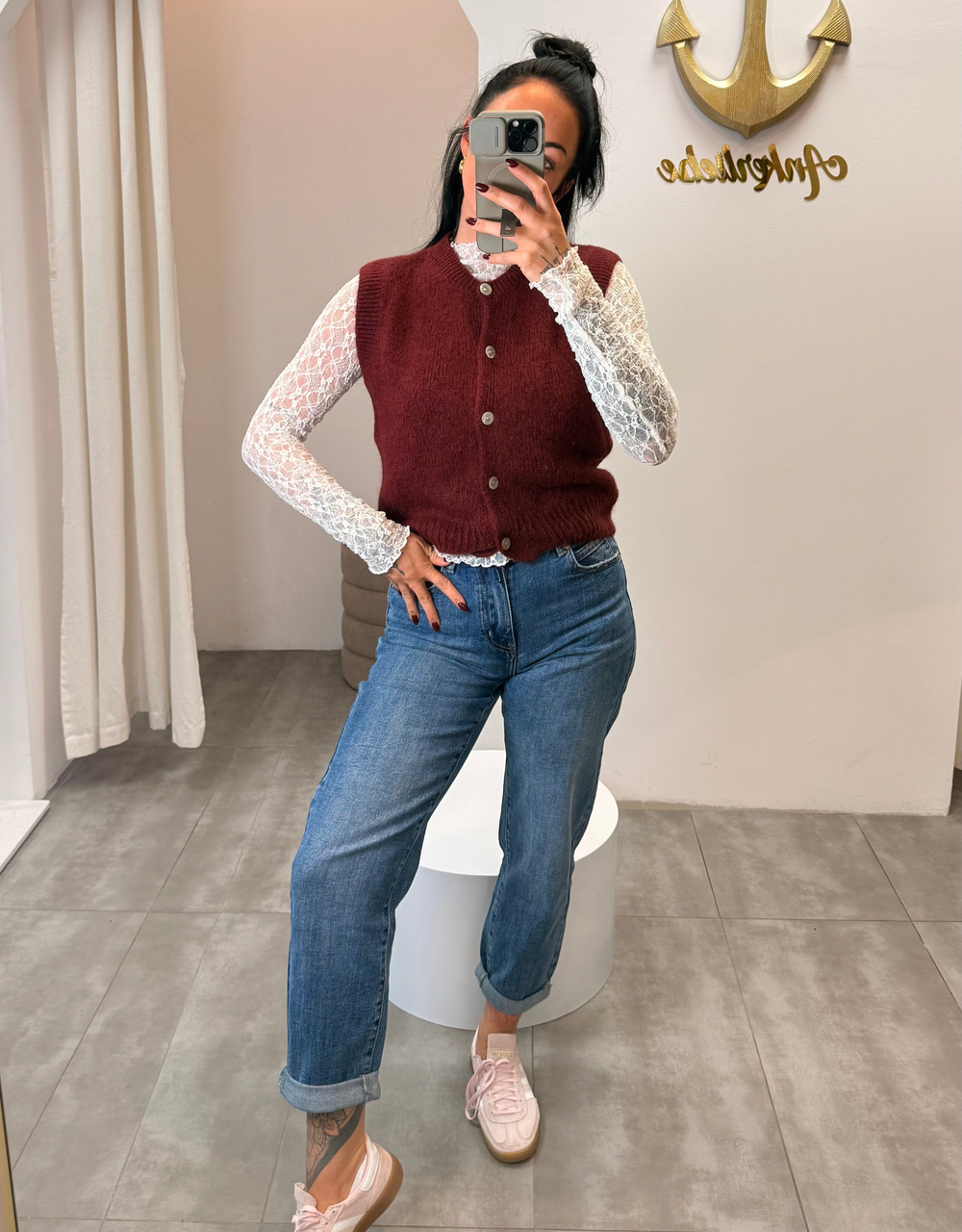 soft mohair gilet | bordeaux