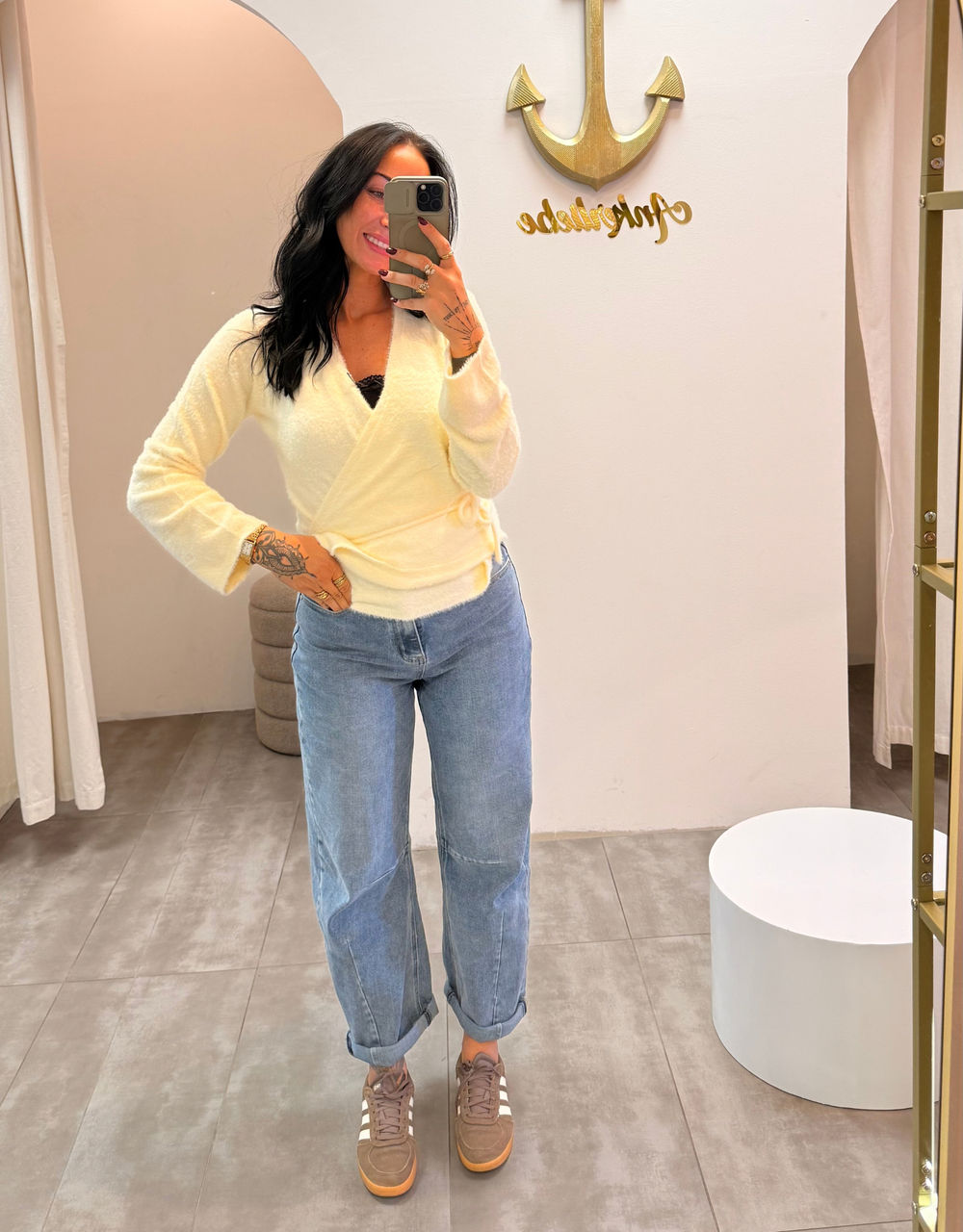 flauschige wickelweste | creme