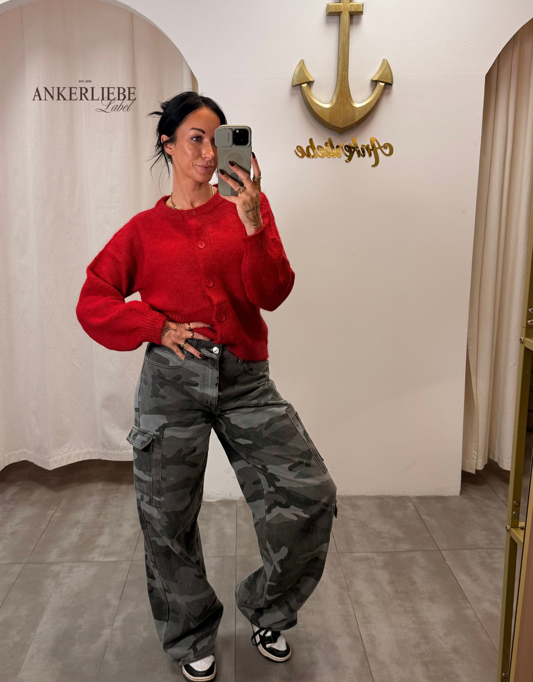 image wide leg cargo jean | grey camouflage