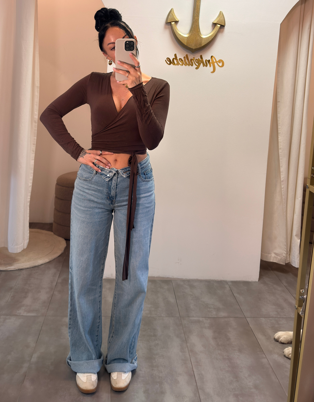 stretchy high waist wide leg | perfect blue