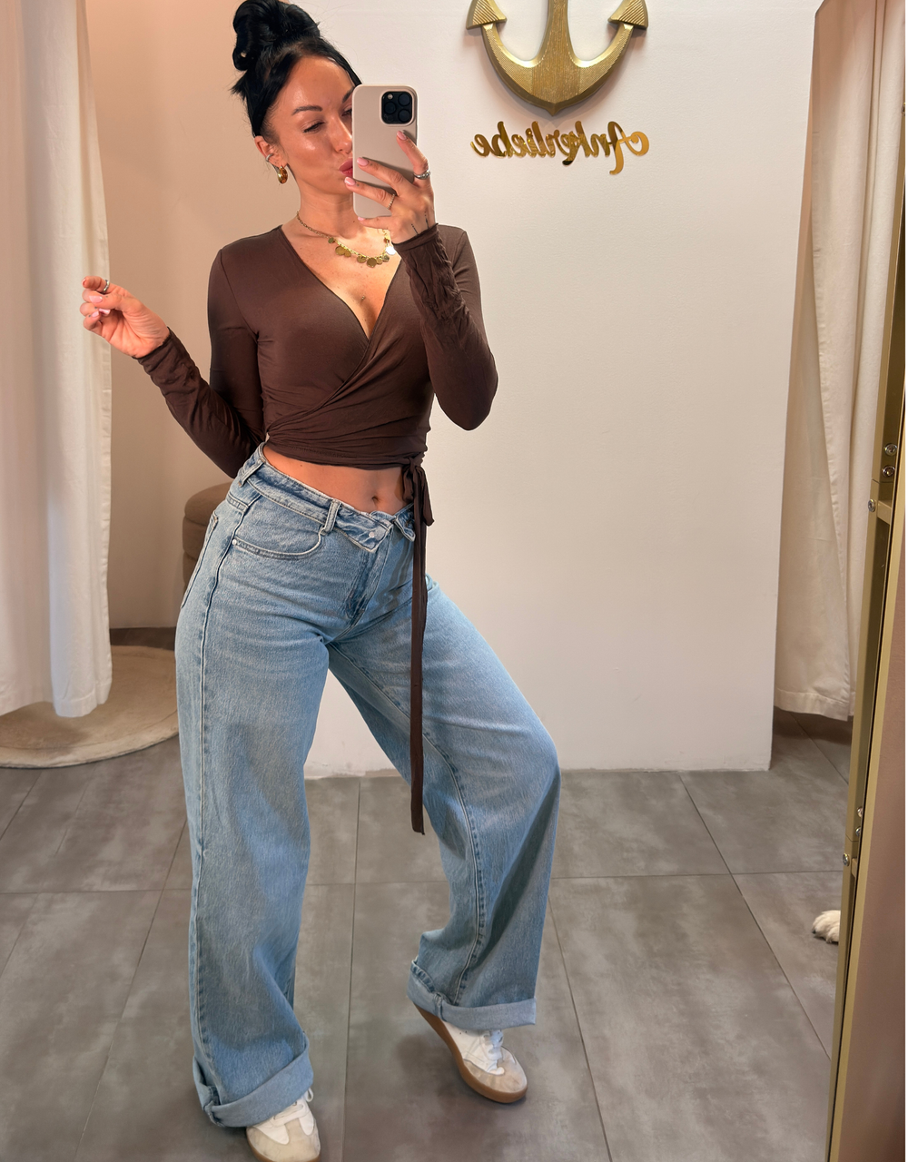 stretchy high waist wide leg | perfect blue