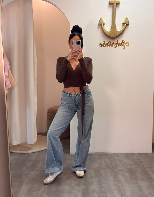 stretchy high waist wide leg | perfect blue