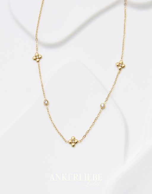 zarte blütenkette mit zirkonia | halskette