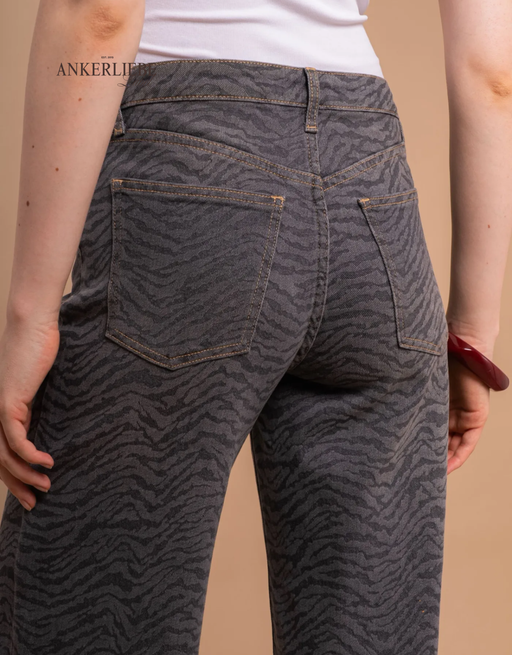 wide leg grey zebra print | soft denim